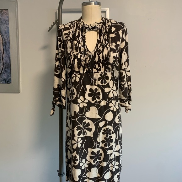 Lucky Brand Hearts and Clovers Black and White Floral Dress Women’s Medium - Picture 3 of 12